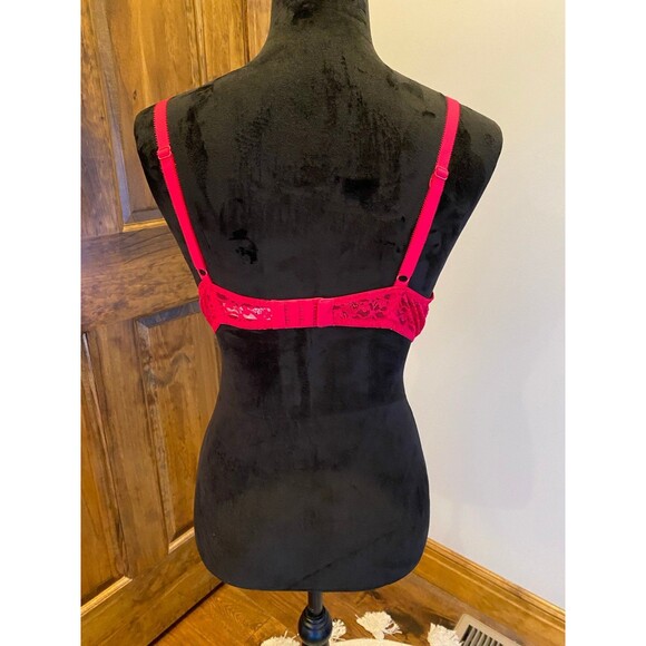 Ambrielle Bra Size 36C Scarlet Red Underwire Lacy Sexy Lingerie Negligee Bra - Picture 6 of 10
